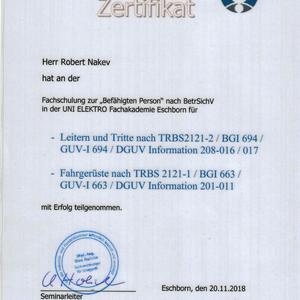 Befähigte Person Prüfen von Leitern, Tritte und Fahrgerüste nach TRBS2121 1-2, BGI 694, BGI 663, GUV-I 694, GUV-I 663, DGUV Information 201-011, 208-016-17